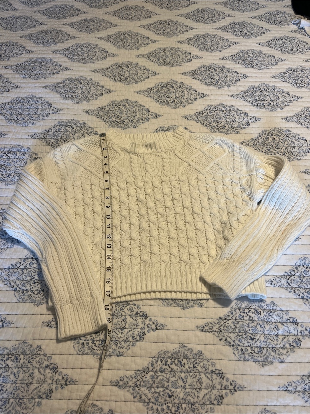Aeropostale Cream Cable-Knit Crewneck Sweater cropped.